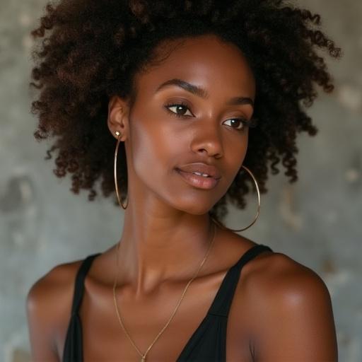 Portrait of female cosmetic formulator with curly hair. Showing natural beauty and confidence.