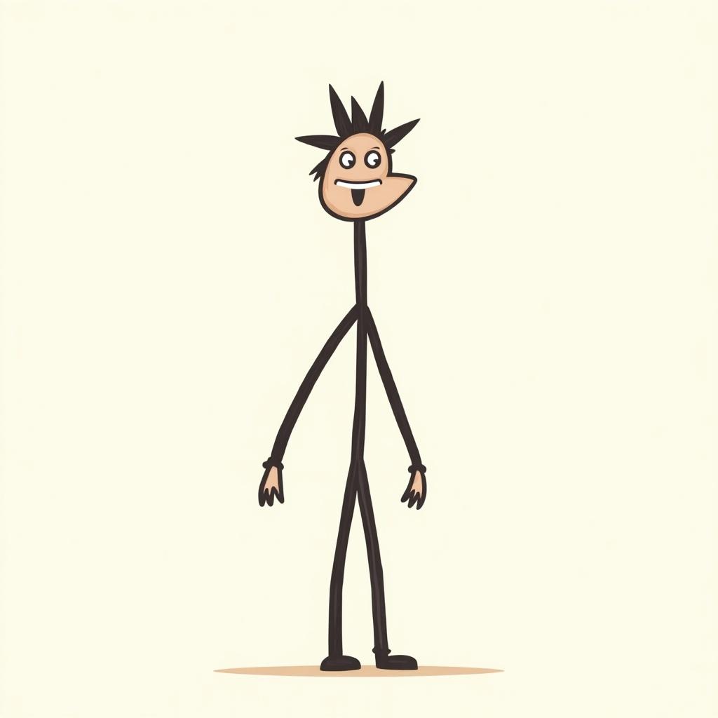 Stylized stickman with sharp edges. Simple 2D illustration. Character design for sprite sheet.