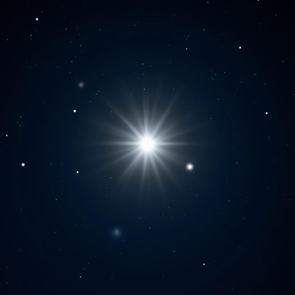 Bright star in the night sky illuminates surrounding twinkling stars.