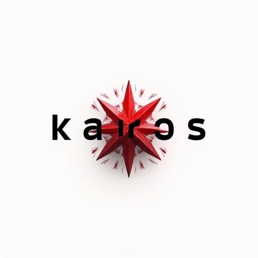 Logo design for 'Kairos Mechané'. Minimalist glyph representing qualitative time and mechanics. Abstract style with prominent black and white colors and a vivid red accent. Aim for a serious and innovative feel with a focus on simplicity.