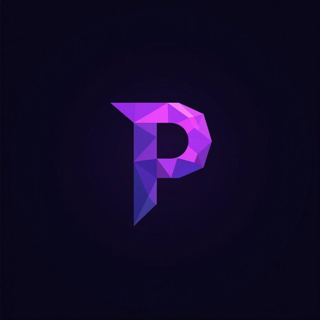 Design logo for Minecraft server named Prismveil. Logo features prominent purple letter P. Icon style simple and modern. Ideal for gaming communities.