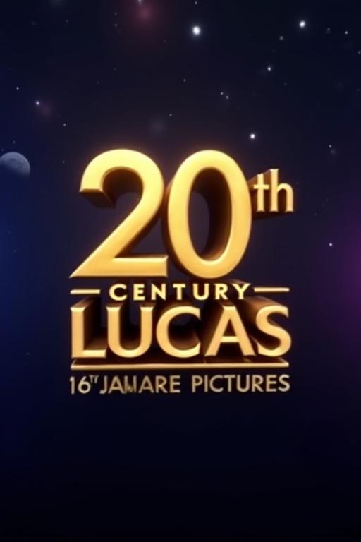 The image shows the logo of 20th Century Lucas with text changed to '16th January Pictures'. The logo is golden and has dramatic lighting. The background features a gradient of blue and purple.