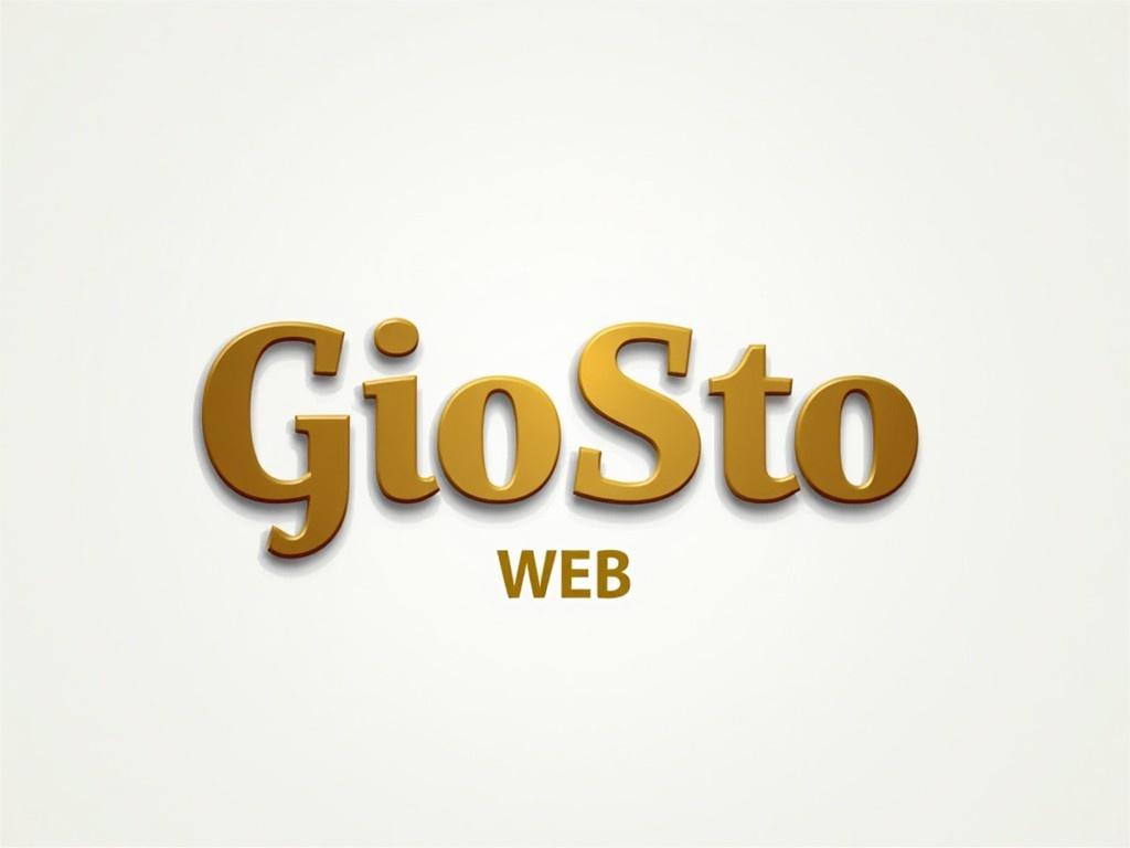 This image features a logo with a transparent background. The main text reads 'GioSto Web' in a striking golden color. The letters are designed with slight shadows to give a three-dimensional effect. The overall aesthetic is modern and professional, perfect for web-related services. It's suitable for use in digital marketing and branding efforts.