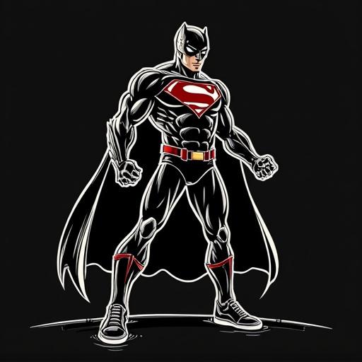 Hero in stick figure style on a black background