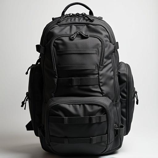 Tactical backpack with breathable fabric and multiple pockets. Detailing the functionality and design. Designed for outdoor and travel use. Featuring several compartments for organization.