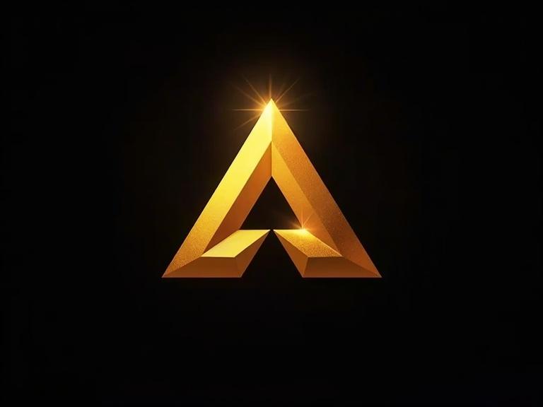 A golden logo designed for a cutting edge action-theme park set against an all black background. The logo is bold and visually striking, embodying adventure and excitement.