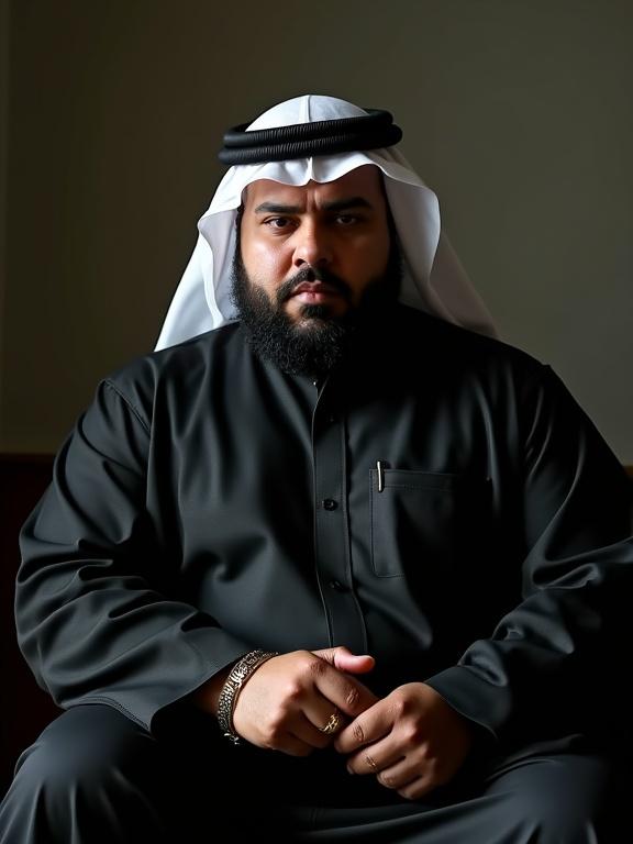 Medium shot of a boy dressed in traditional Arab clothing seated in an interrogation room. He appears anxious with sweat on his forehead, handcuffed to a chair. Lighting creates strong contrasts and enhances mood.