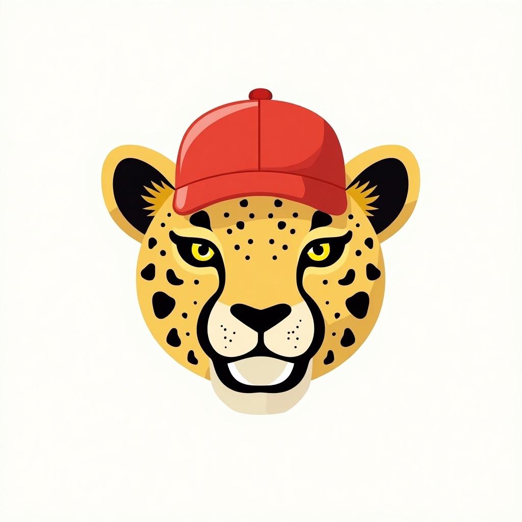 Website logo design featuring a leopard head wearing a red cap without any text on the cap. The design should be colorful and appealing.