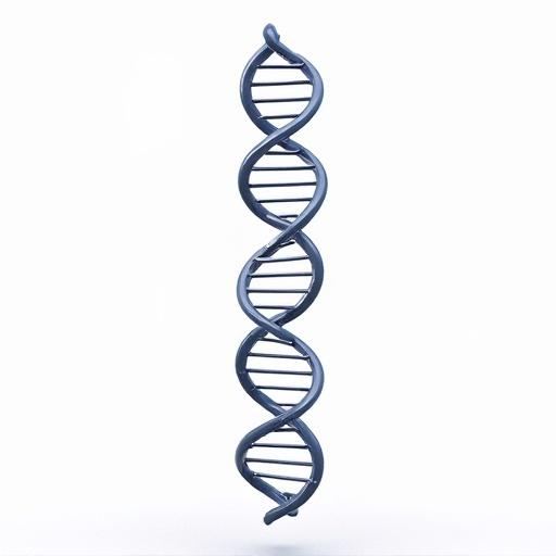 Illustration of double helix DNA structure. Standing tall and elegant. Set against a plain white background.