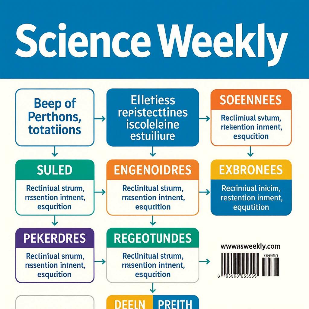 Magazine cover titled Science Weekly with subtitles and barcodes Each word in individual bounding box