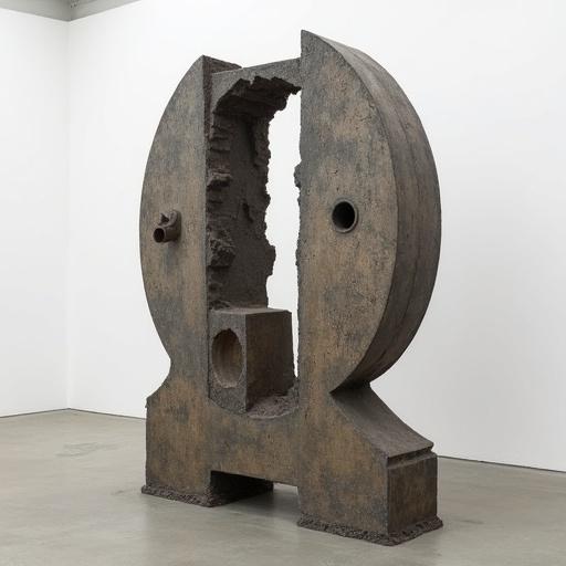Abstract sculpture resembling medieval torture devices and BDSM influences, created in a post-minimalist style.