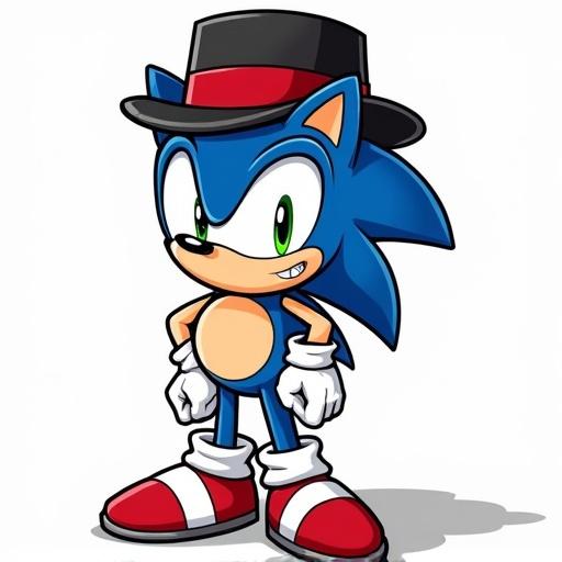 Draw Sonic wearing just a bowler hat only
