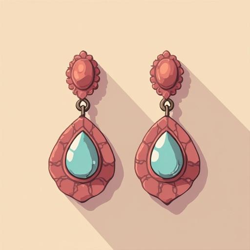 High-quality flat cartoon vector illustration of earrings. The earrings are centered with clean lines. The illustration uses solid colors and is isolated on a contrasting background. The style is modern minimalist without any text, outlines, or shadows.