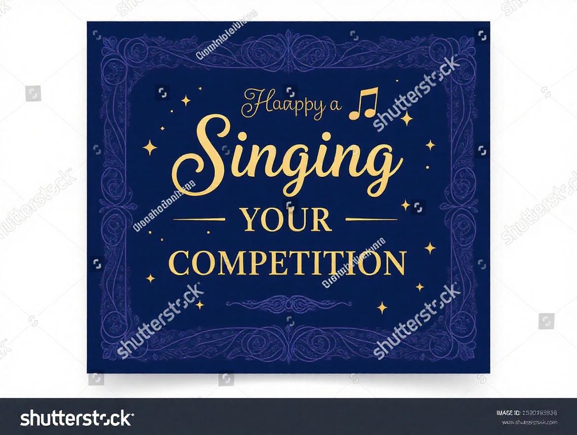 Design an A5 horizontal letter of appreciation for a singing competition. Include clip art elements. Full front view of the design.