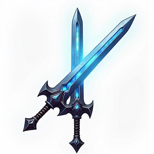 Icon depicting a magic sword designed for card games. Dimensions are 48 x 48 pixels. Inspired by World of Warcraft style and features a transparent background.