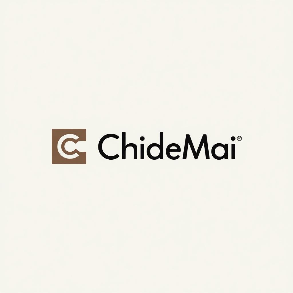 Logo for an interior design website. The company name is ChideMai. Bold and minimalistic design. Neutral colors used in the logo.