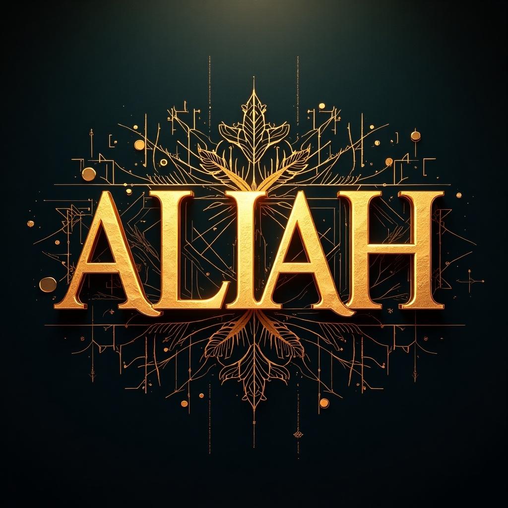 Create a background for the name ALIAH using a golden ratio font style.