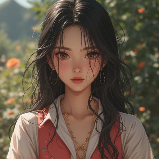 Cute and strong female martial artist. Japanese appearance. Portrait style.