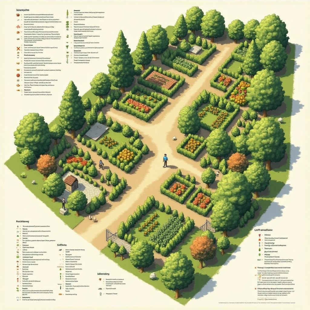 2D layout of ornamental plant production on half a hectare with a legend included