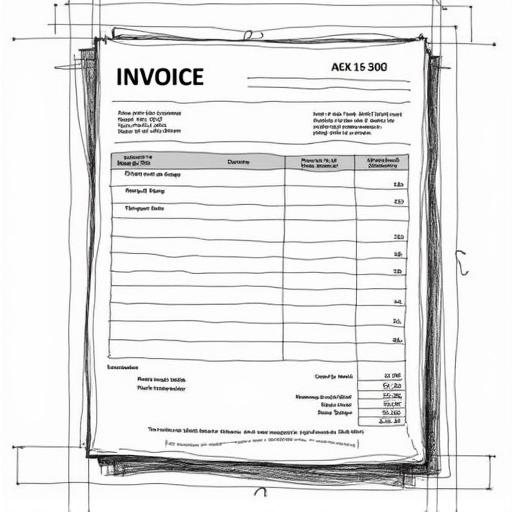 Sketch illustration of a sales invoice. It features sections for discounts and other details related to sales transactions.