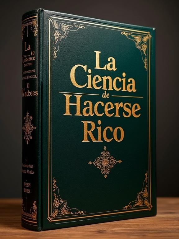 Luxury hardcover book displayed upright. Title in large elegant golden letters. Author's name is smaller beneath the title. Cover design is sophisticated with a deep green background. Opulent and polished appearance.
