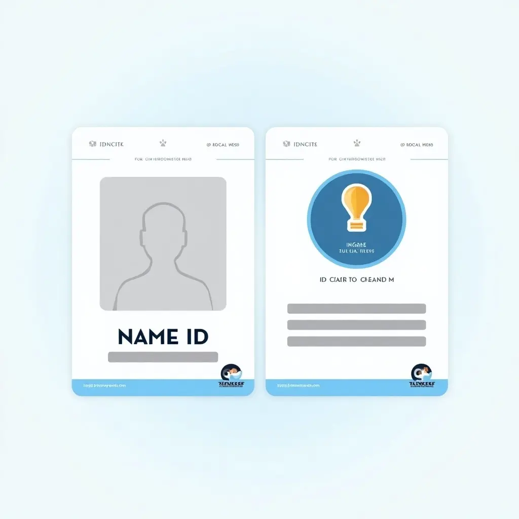 This image features a design concept for a Taiwan ID card. The card is divided into two sections, with one side showing a space for a personal photo and identification information. The overall design is clean, utilizing a blue and white color scheme, which gives it an official and modern appearance. Key text fields include a space for the name and ID number, ensuring clarity in presentation. An emblem or logo is also included to signify its official use, making this card visually structured for easy identification.