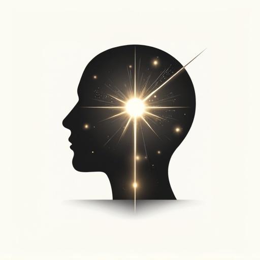 Minimalist logo for philosophy-themed YouTube channel. Geometric head silhouette with light rays symbolizing deep thought. Subtle cosmic motifs like eye and spiral. Monochrome palette with clean lines and modern aesthetic. Elegant design for digital branding.