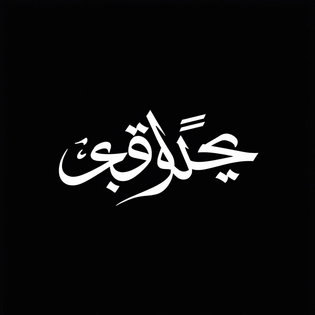 Stylized Arabic calligraphy features white characters on black background. Characters are fluid and expressive with intricate loops and curves. Emphasis on depth and grace in modern interpretation of traditional art. This design represents the title 'Yankee' for a comic called 'Hikaya'.