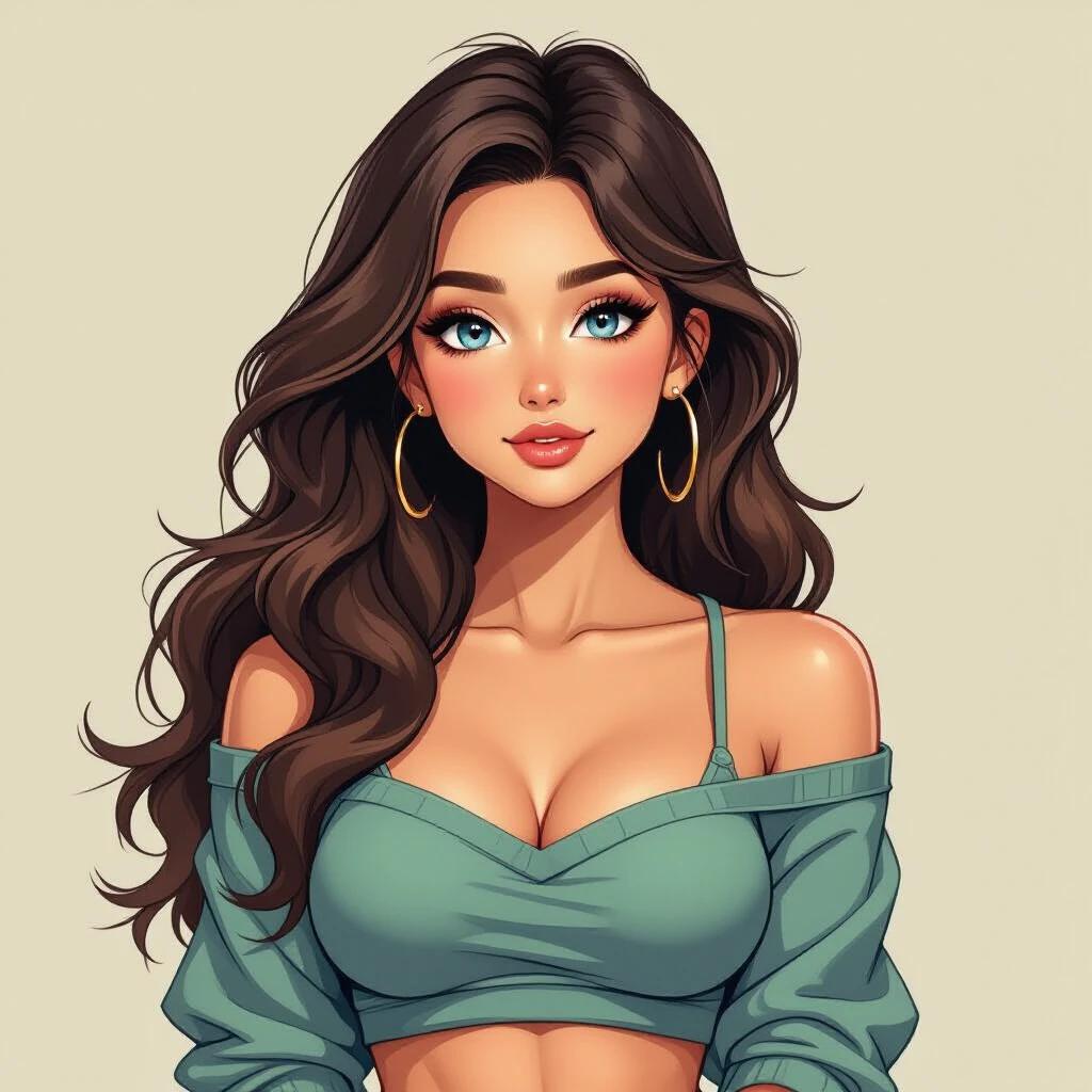 Manga style illustration of a Circassian-Icelandic female modern-day princess. She wears a deconstructed sweatshirt and cargo pants. Focus on her defined abs and smooth skin. High detail in her eyes and eyebrows. The background features tilted steel beams. The image captures a sense of determination.