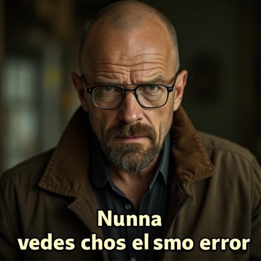 Image from the series Breaking Bad featuring a male character with glasses. Text at the bottom says never make the same mistake twice.