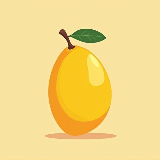 Flat cartoon vector illustration of a mango. Clean lines and solid colors. Centered on a light beige background. Modern minimalist style. No text or shadows.