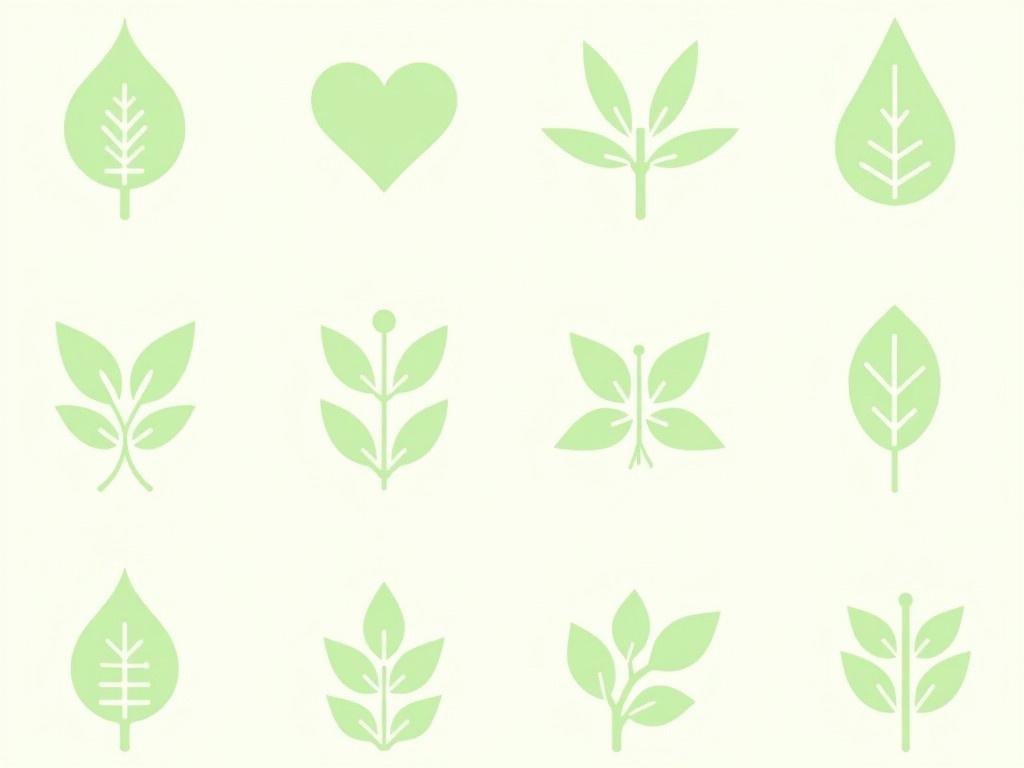 This is a nature symbol icon set featuring various vector designs. Each icon showcases elements of greenery, like leaves and plants. The styles vary from simple leaf shapes to more intricate designs that involve multiple elements. The colors used are various shades of green, emphasizing a fresh and organic feel. This set is ideal for eco-friendly brands or projects related to nature.