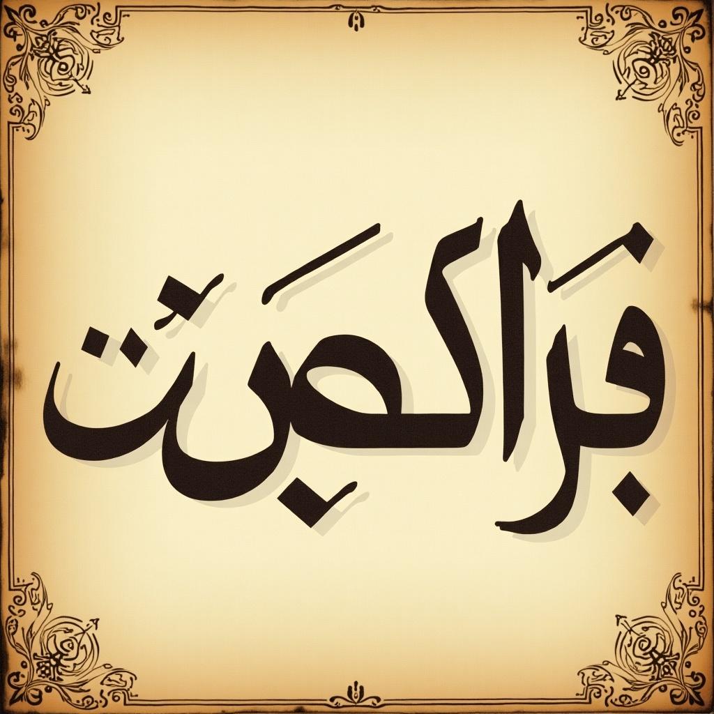 Arabic calligraphy of the name حروف الجر on an antique educational background. Soft and warm colors enhance the text.