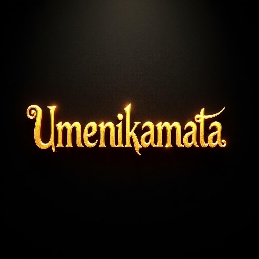 Golden fonts displaying the word Umenikamata on a dark background.