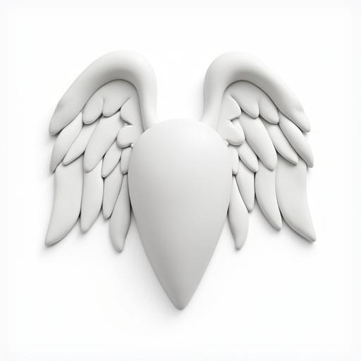 3D angel wing depicted in clay cartoon style with a clean white background. Simple and playful design.