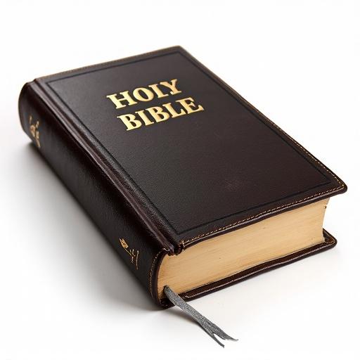 Closed Holy Bible resting on a white background. The cover features the word Библия printed on it. Show the texture of the leather cover and highlight the gold lettering.