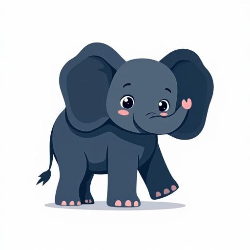 Cute elephant with indigo color. White background. Professional logo design style. Minimalistic approach.
