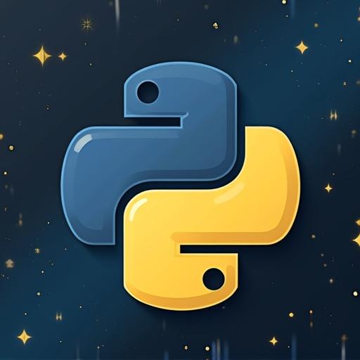 Illustration of Python logo with a starry background. Emphasizes programming and technology themes. Suitable for tech-related contexts.