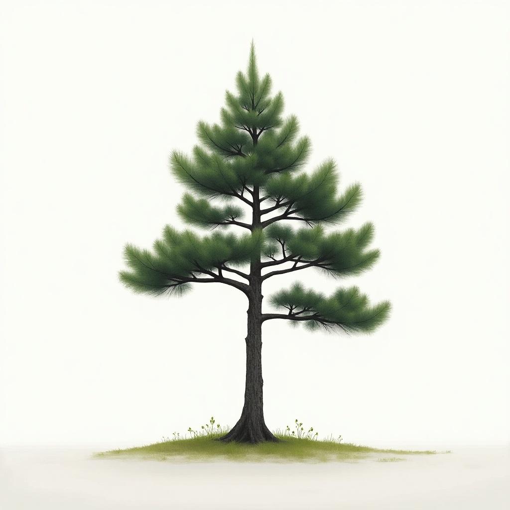 Captivating image of a Japanese pine tree standing solitary in a minimalistic landscape.