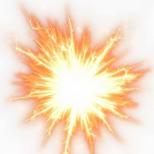 Electric discharge flash on white background