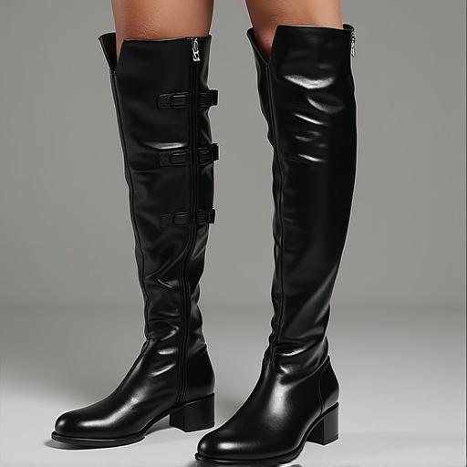 Echidna character wearing thigh high black leather boots in a stylish pose.