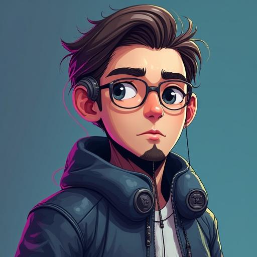 Avatar for an AI-friendly CLI tool named 'build-my-own'. Character is a young male with glasses and headphones, wearing a hoodie, designed for digital and tech-oriented themes.