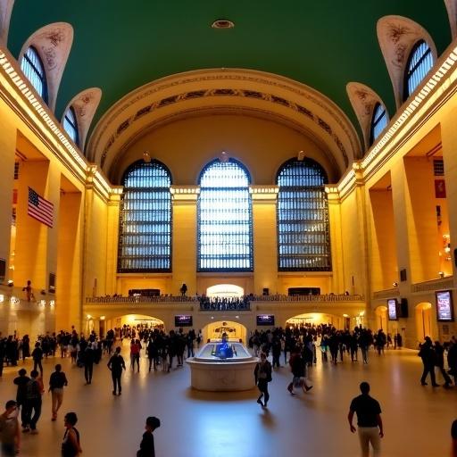 Interior of Grand Central Terminal in New York showing architecture and design details with people