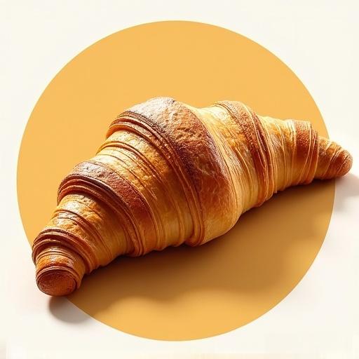 Create a 100x100 label featuring a croissant at the top. Behind the croissant is a vibrant gold circle that emphasizes the 'cornetto d'oro' text.