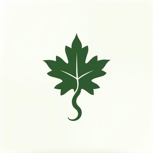 Stylized linden leaf with integrated snake. Minimalist design features clean lines and ample whitespace. The leaf is dark green with no fills. The design has a medical style and focuses on the outer edge formed by the snake.