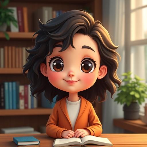 Enlarged head slightly with accurate facial features in cartoon style. The body is cartoonified. Bobblehead placed on a shelf with books and plants. Warm lighting surrounds the scene. Transparent background version generated.