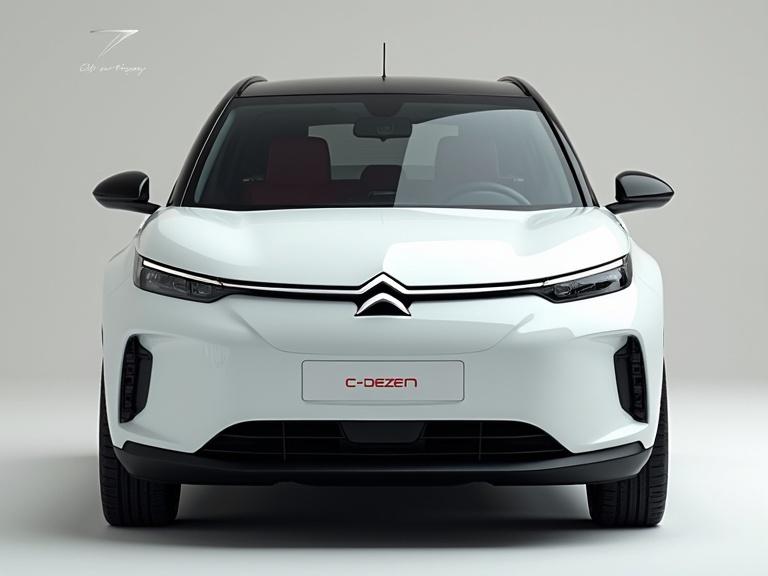 Citroen C-Zero 2026 version modern updated. Front view color white.