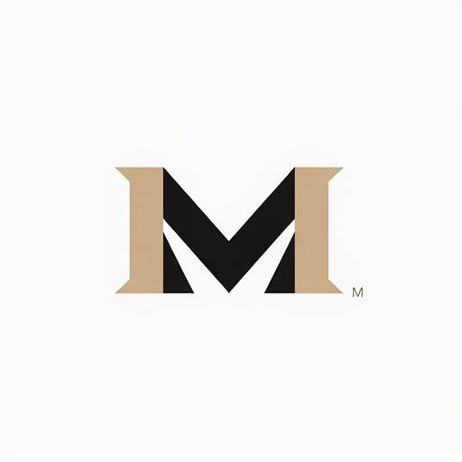 Logo design featuring a stylized letter M with monogram elements.