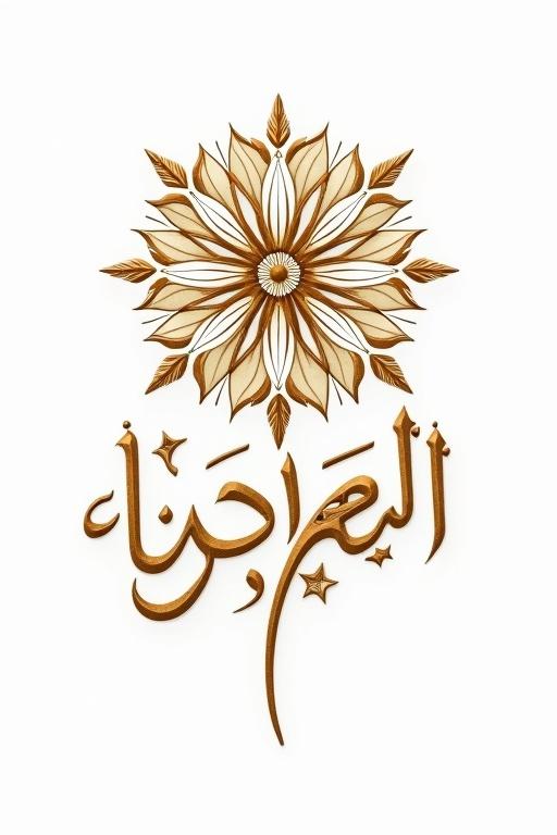 Create a calligraphy art piece in Diwani style. Emphasize elegance and intricate design with a focus on Arabic script beauty. The shape should resemble a flower, featuring the word إبداع at the top and مقاومة at the bottom.