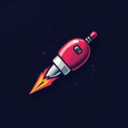 Logo designed for digital creative services featuring a rocket. High-end font style is incorporated.